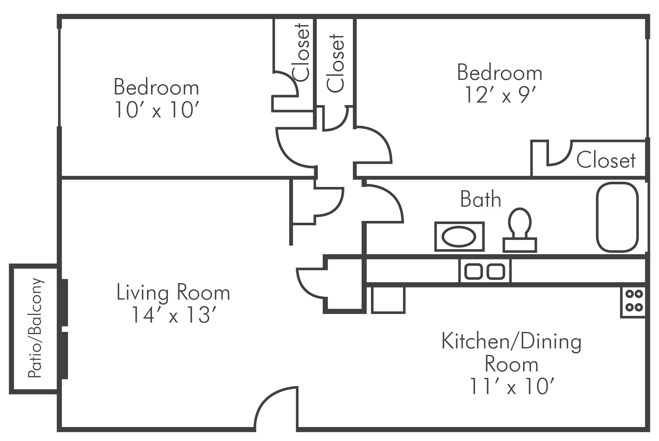 2 Bedroom 1 Bath 2 Bedroom 1 Bath